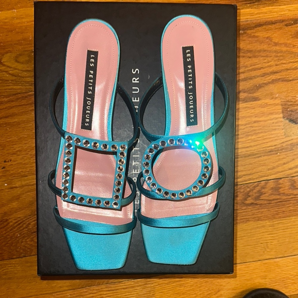 Les Petits Joueurs blue Sandals with Rhinestone Straps